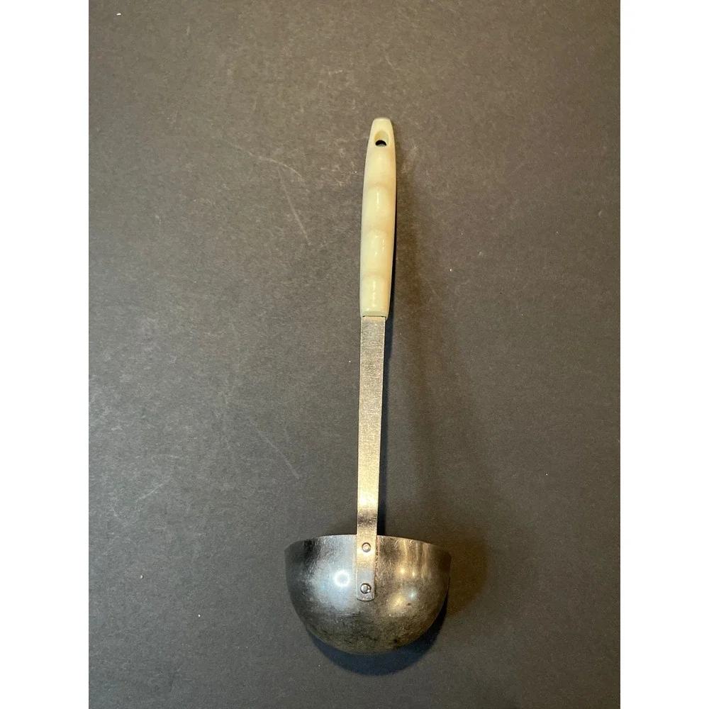 Vintage Household Stainless Steel Soup Ladle Blue Floral Melamine Handle corning